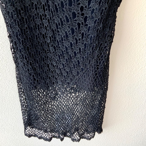 Y2K! Marisol Beaded Dress Black Lace Crochet Size Medium - Picture 5 of 16